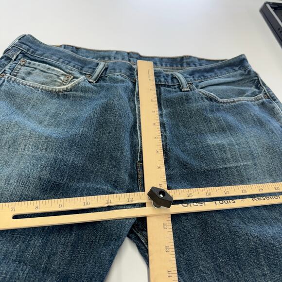 Levis Jeans Mens 38 x 31 Blue 505 Denim Straight Leg Distressed Cotton - Picture 6 of 7